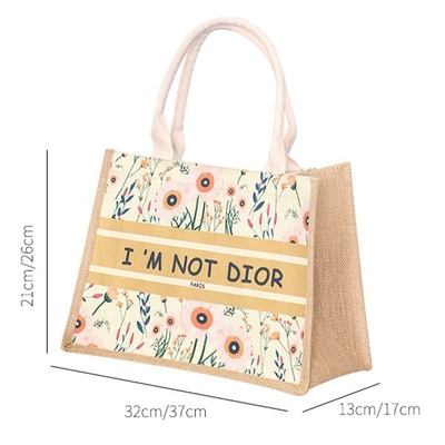 Un bon prix. Sacs de jute écologiques personnalisés imprimés de fleurs Sacs de jute en ligne
