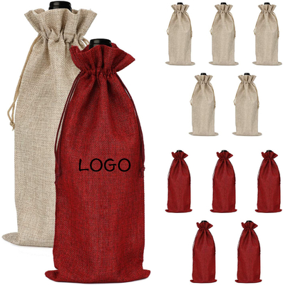 Un bon prix. Sacs à jute imprimés à corde à dessin réutilisables Sacs cadeaux pour vin en ligne