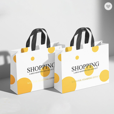Un bon prix. Pantone Blanc Glossy Laminé Sacs de papier Merci Goodie Sacs pour les affaires en ligne