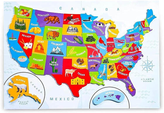 Un bon prix. États-Unis Amérique Carte de puzzle avec 44 pièces magnétiques 19 x 13 pouces en ligne