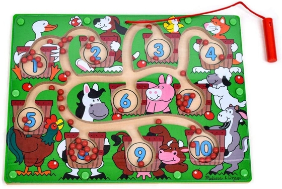 Un bon prix. Les enfants en bois Numéro Puzzle magnétique Labyrinthe Jouets Perles Jeu de société en ligne