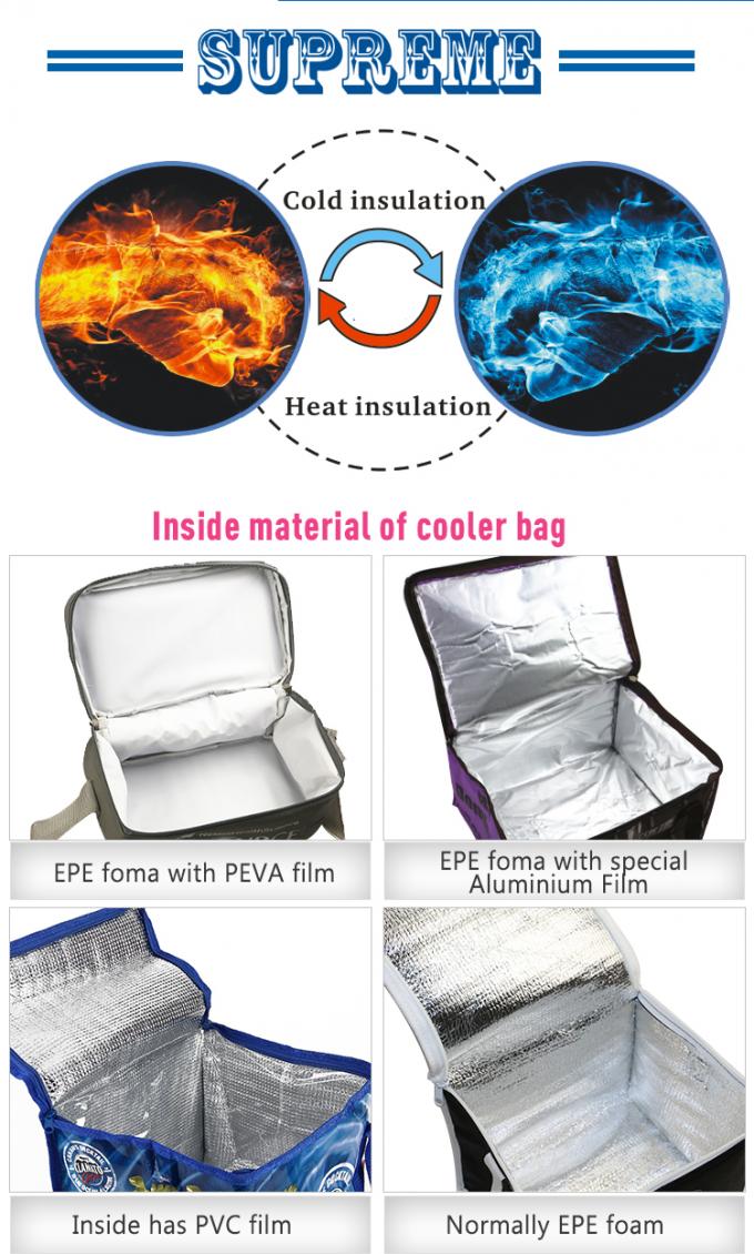 Sac de polyester étanche pour pique-nique, sac de refroidisseur, sac isolant en papier d'aluminium 1