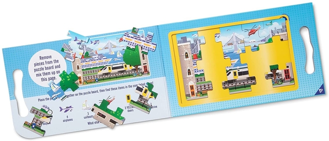 Carry Magnétique Puzzle Voyage Jouet Véhicule 15 Pièce Vert 0