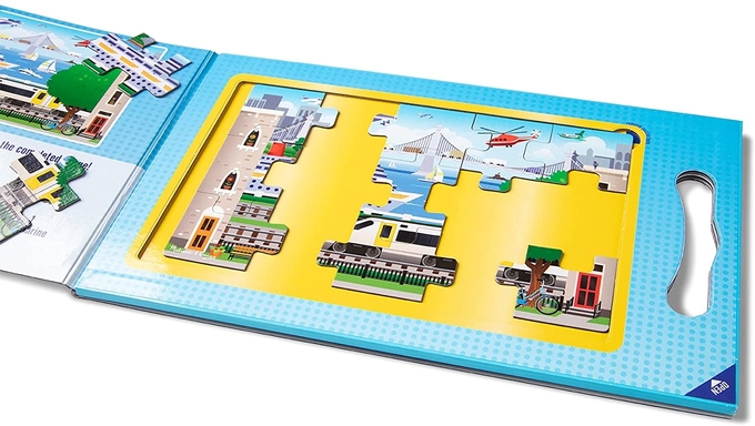 Carry Magnétique Puzzle Voyage Jouet Véhicule 15 Pièce Vert 2